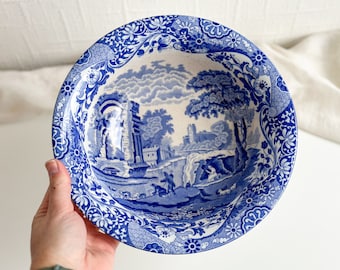 Antique Copeland Spode Bowl, Blue Italian Design, Transferware Dishes, Vegetable Bowl, Blue and White Bowl, Vintage Ironstone with Crazing