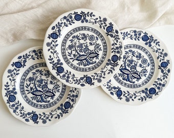 3 Vintage Blue Onion Plates, Enoch Wedgwood Side Plates, Collectible Dinnerware, Vintage Blue and White China, English Pottery Ironstone