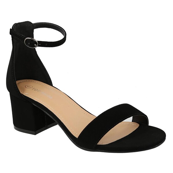 Women Over The Toe Strap Ankle Wrap Strap Block Low Heel Dress Sandal