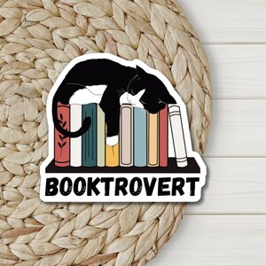 Cat Book Sticker, Booktrovert Sticker, Kindle Sticker, Cat Sticker, Book Sticker, Water Bottle Sticker, Bookish Sticker, Reading Sticker