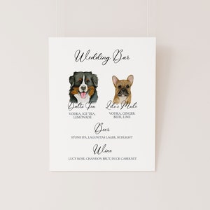 Dog Signature Cocktail Bar Menu TEMPLATE, 18 Dogs, Watercolor Dog Menu, Look of Custom, Lab, Corgi, Beagle, Frenchie, King Charles, 11x14