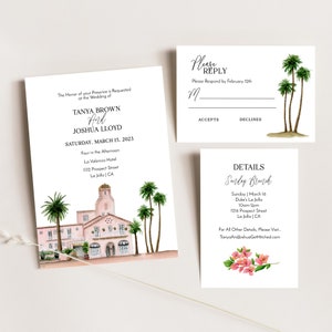 La Valencia Wedding Invitation Template, San Diego Wedding Venue, La Jolla Wedding, La Valencia Hotel, Printable Wedding Invitation image 1