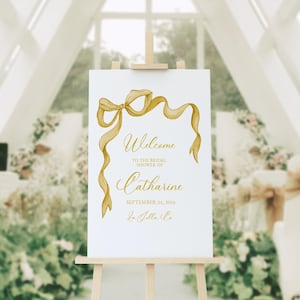 Plantilla de letrero de bienvenida con lazo amarillo en acuarela, plantilla de letrero de bienvenida, despedida de soltera, apariencia personalizada, imprimible, letrero de boda, 18 x 24, 24 x 36