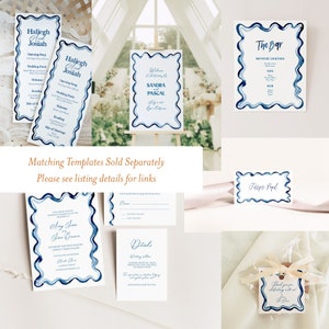 Blue Watercolor Squiggle Welcome Sign, Wavy blue wedding welcome sign design, Printable Welcome Sign, Wedding Sign Template, 24x36 inches image 8