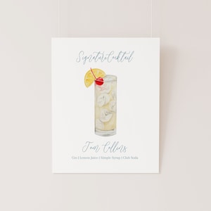 Tom Collins Cocktail Menu TEMPLATE, Aquarelle Collins Drink, Signature Drink Menu, Watercolor Bar Menu, Gin Collins, Vodka Collins, 8x10