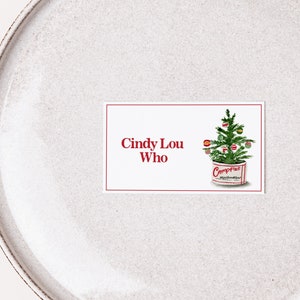 Kerstfeest plaats kaart sjabloon, afdrukbare vakantie naamkaartje, vakantie evenement naamkaartjes, plaats kaartsjabloon, Vintage Kerstmis, 2x3.5