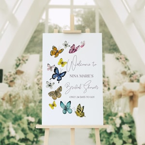 Schmetterling Aquarell VORLAGE Willkommensschild, 60 x 36 cm Druck Ihre eigenen, einfach zu verwendende Vorlage für Brautparty Willkommensschild