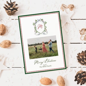 Cartão de Natal com modelo de foto, cartão de férias para impressão, crista ilustrada de Natal com cisne, Natal, cartão de foto para impressão, 5x7
