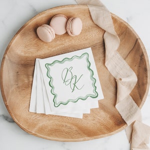 Watercolor Sage Green Cocktail Napkin TEMPLATE, Fun Cocktail Napkins, Squiggle, Wedding, Printable, Square Napkin Design, 4,75&quot; x4.75&quot;