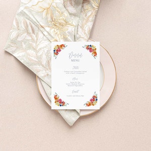 Wildflower Wedding Menu Template: Boho Dinner Menu Card (5x7) (Digital Download)