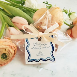 Blauwe aquarel kronkeltje Gift Tag sjabloon, aquarel frame, Gift tag afdrukbare, bruiloft cadeau Tag, gunst Tag, moderne bruiloft, 2 x 2