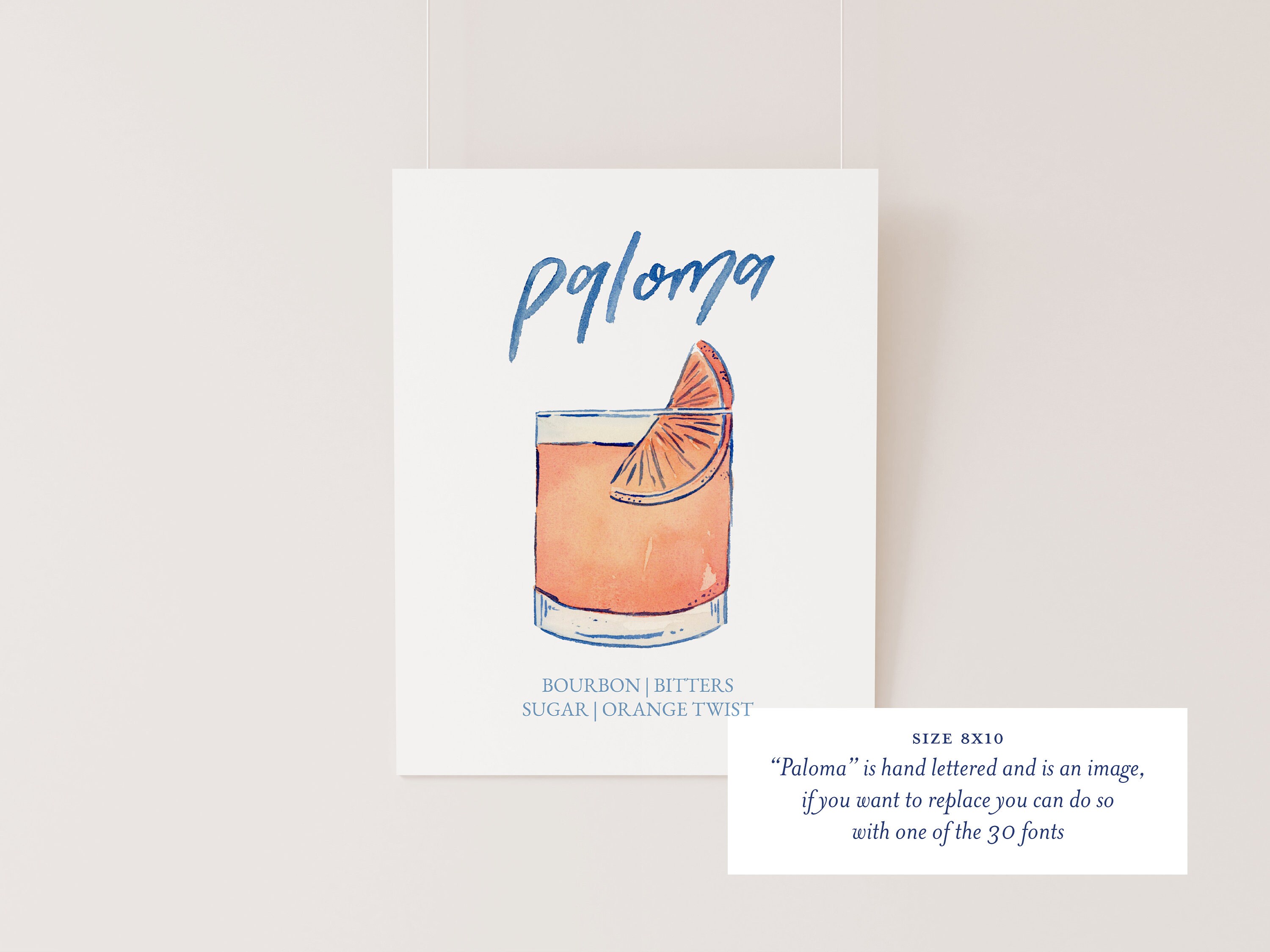 Paloma Signature Cocktail TEMPLATE Paloma Cocktail Sign Etsy