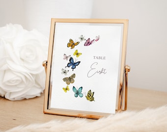 Butterfly Wedding Table Numbers Template: Watercolor Garden Theme (Digital Download)