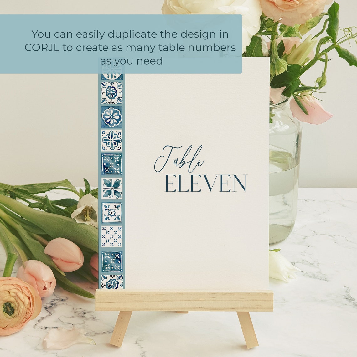 Mediterranean Watercolor Tile TEMPLATE Wedding Table Numbers, PRINTABLE ...