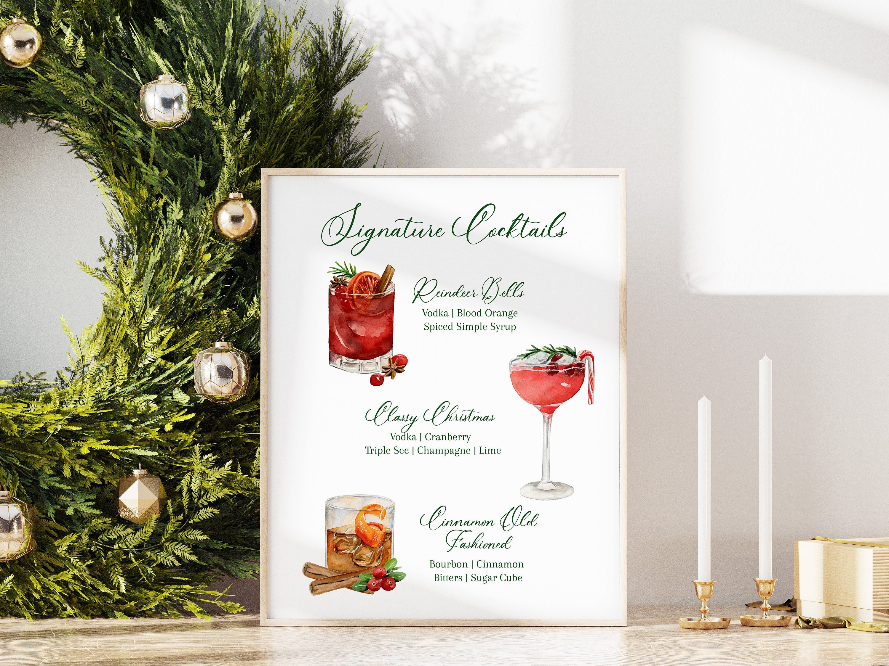 3 Holiday Signature Cocktail Menu TEMPLATE, Printable Bar Menu, 13 ...