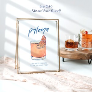 Paloma Signature Cocktail TEMPLATE Paloma Cocktail Sign Signature