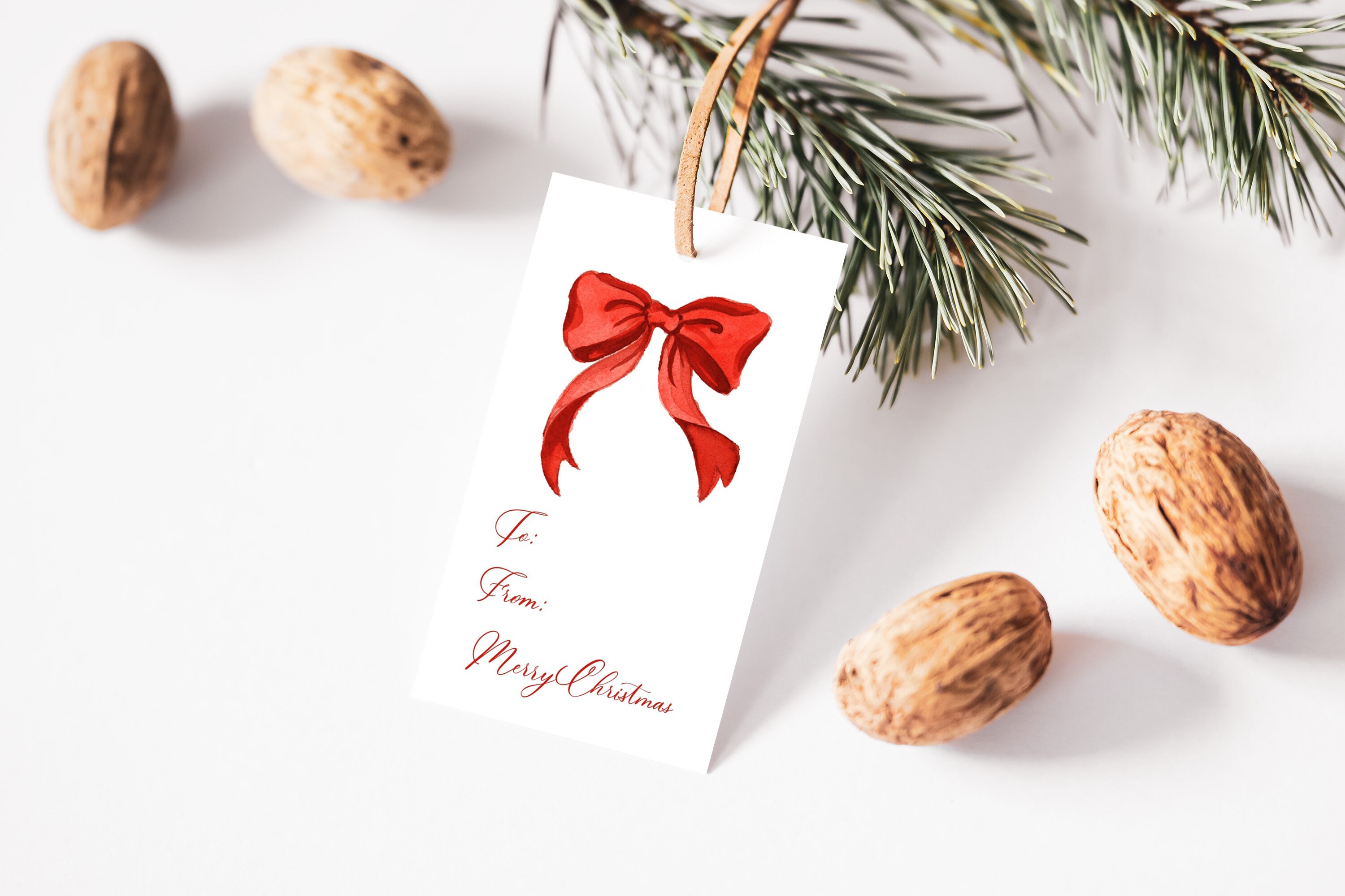 Christmas Gift Tag TEMPLATE Printable Christmas Gift Tags Red Bow Christmas Gift Tag TEMPLATE Printable Christmas Gift Tags Red Bow