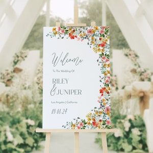 Floral Wedding Welcome Sign Template: Boho Wildflower (24x36) (Digital Download)