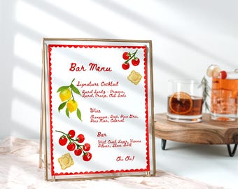 Italian Bar Menu Template: Amalfi Coast Theme, That's Amore (8x10" Digital Download)