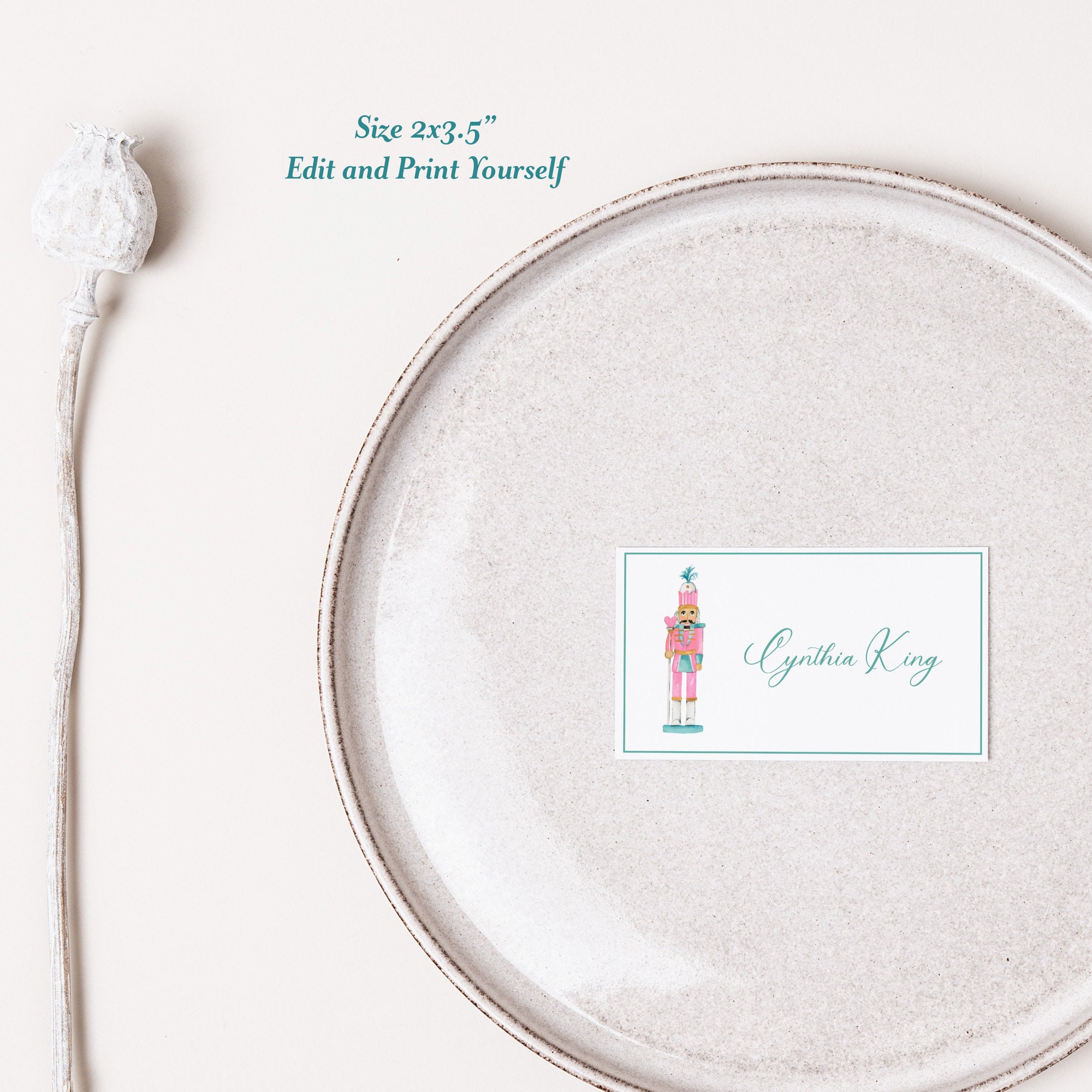 Nutcracker Placecard TEMPLATE Printable Name Card Holiday Event Name