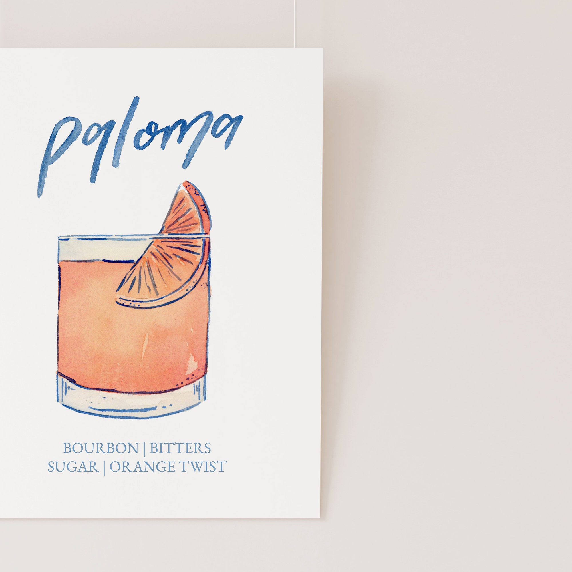 Paloma Signature Cocktail TEMPLATE Paloma Cocktail Sign Etsy