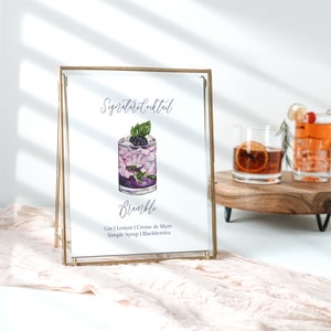 Gin Bramble Cocktail Sign Template, Blackberry Mojito, The Ronce, Wedding Cocktail Sign, Instant Download, Printable Drink Sign