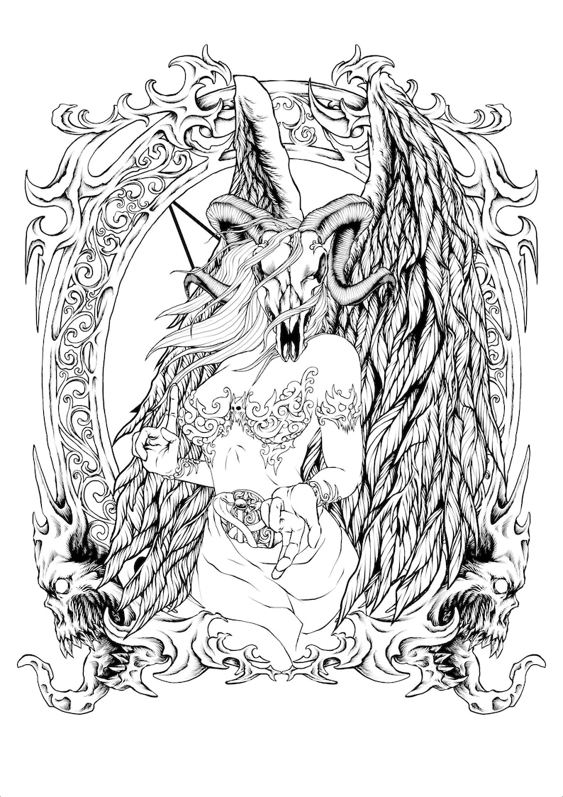Fallen Angel Coloring Page. Gothic Digital Download. - Etsy Ireland
