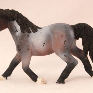 OOAK Model Horse -  Safari LTD Chincoteague Pony Bay Roan with Socks Repaint