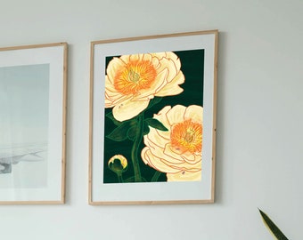 Peony Floral Print with Hidden Ants | Botanical Wall Art (Digital Print)