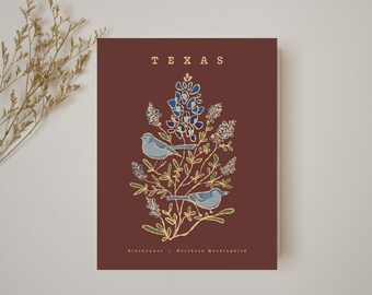 Texas Northern Mockingbird and Bluebonnet Art Print | Digital Download