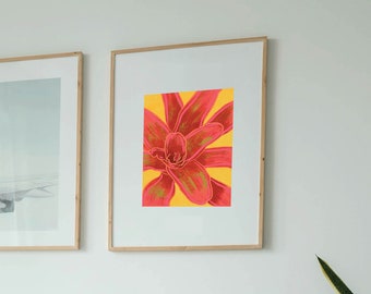 Bromeliad Floral Print with Hidden Frog (Digital Print)