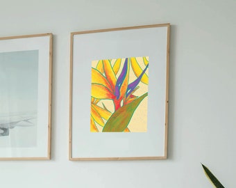 Birds of Paradise Floral Print with Hidden Frog (Digital Print)