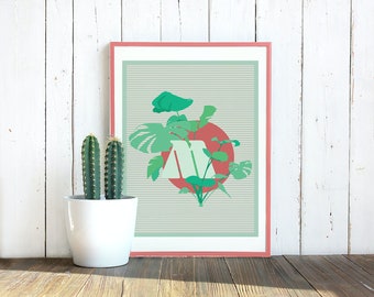 Monstera Letter M Print: Alphabet Wall Art (Digital Print)