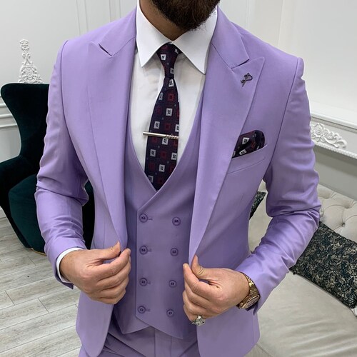 Purple Slim-fit Italian Cut Suit Mens Suit Purple 3 Piece - Etsy