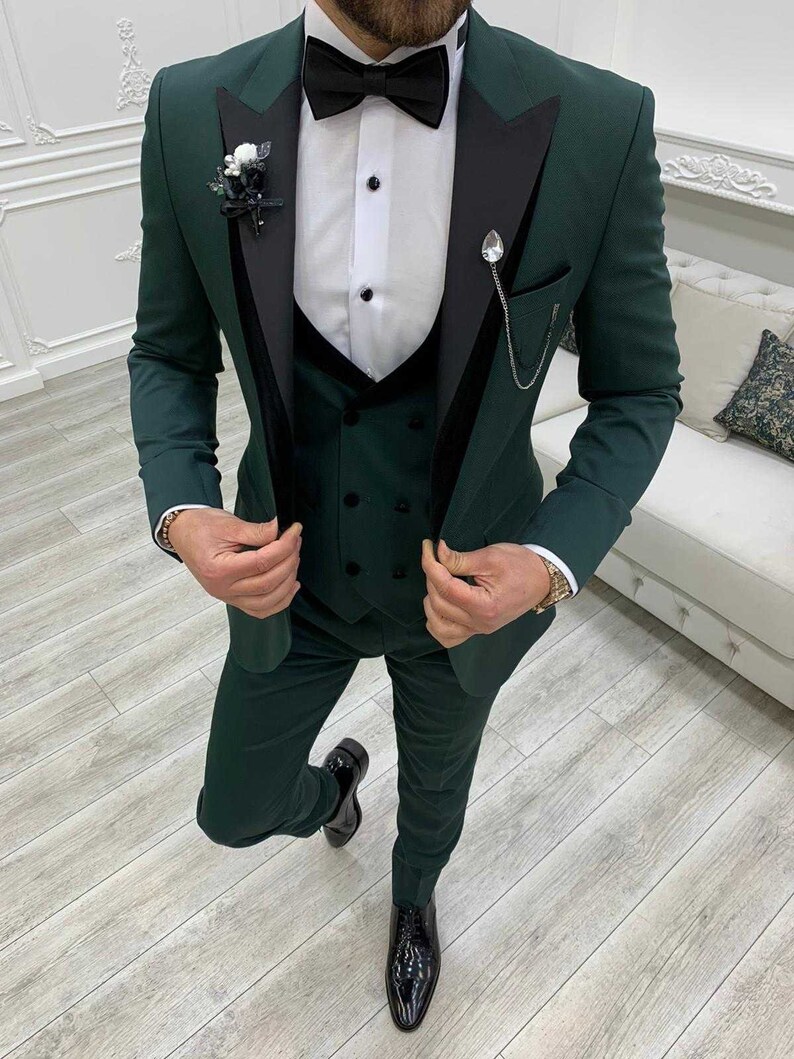 Green Dovetail Slim-fit Tuxedo Mens Tuxedo Green 3 Piece - Etsy