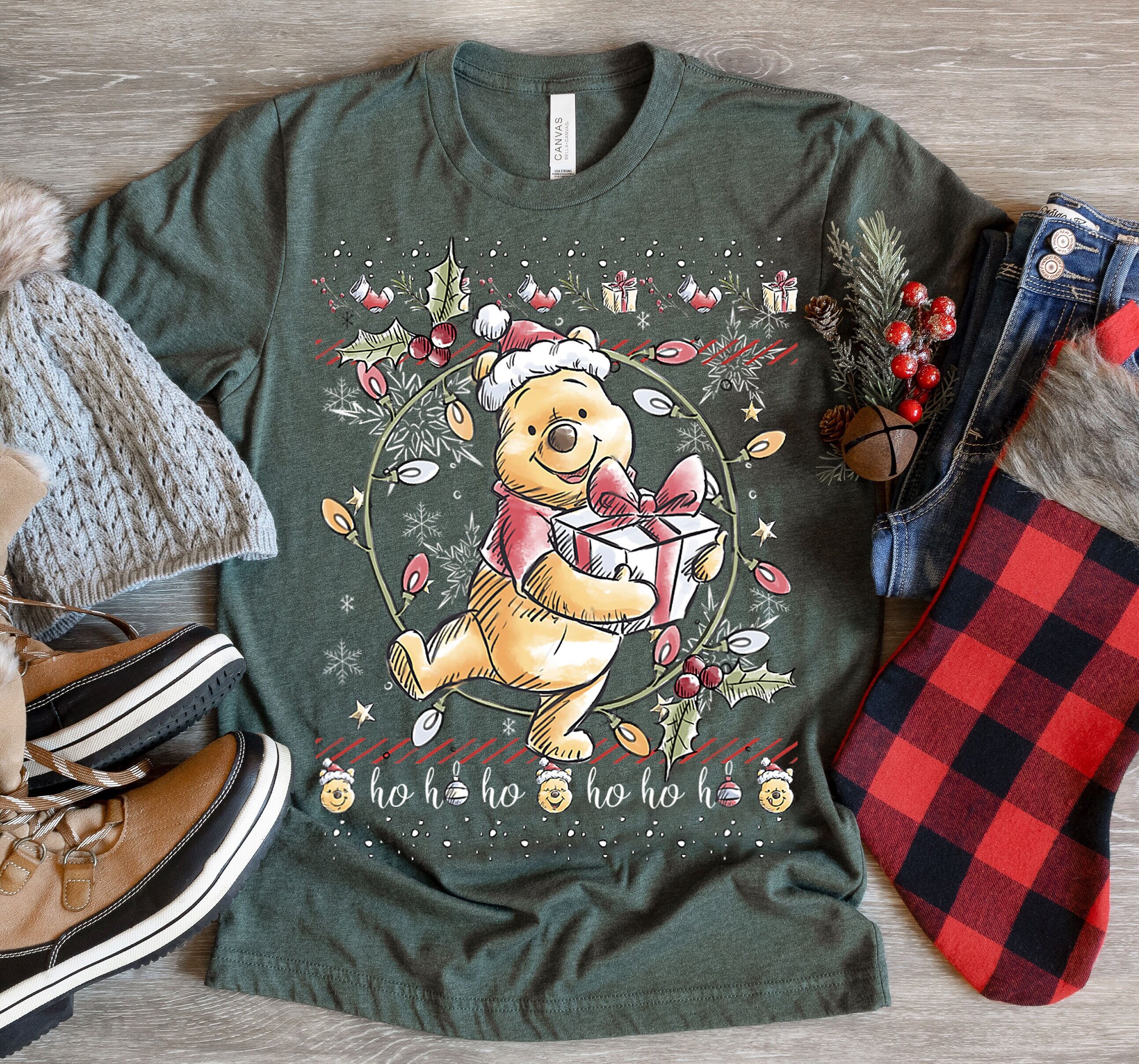 Disney Christmas Winnie the Pooh Ugly Sweater T-shirt - Etsy