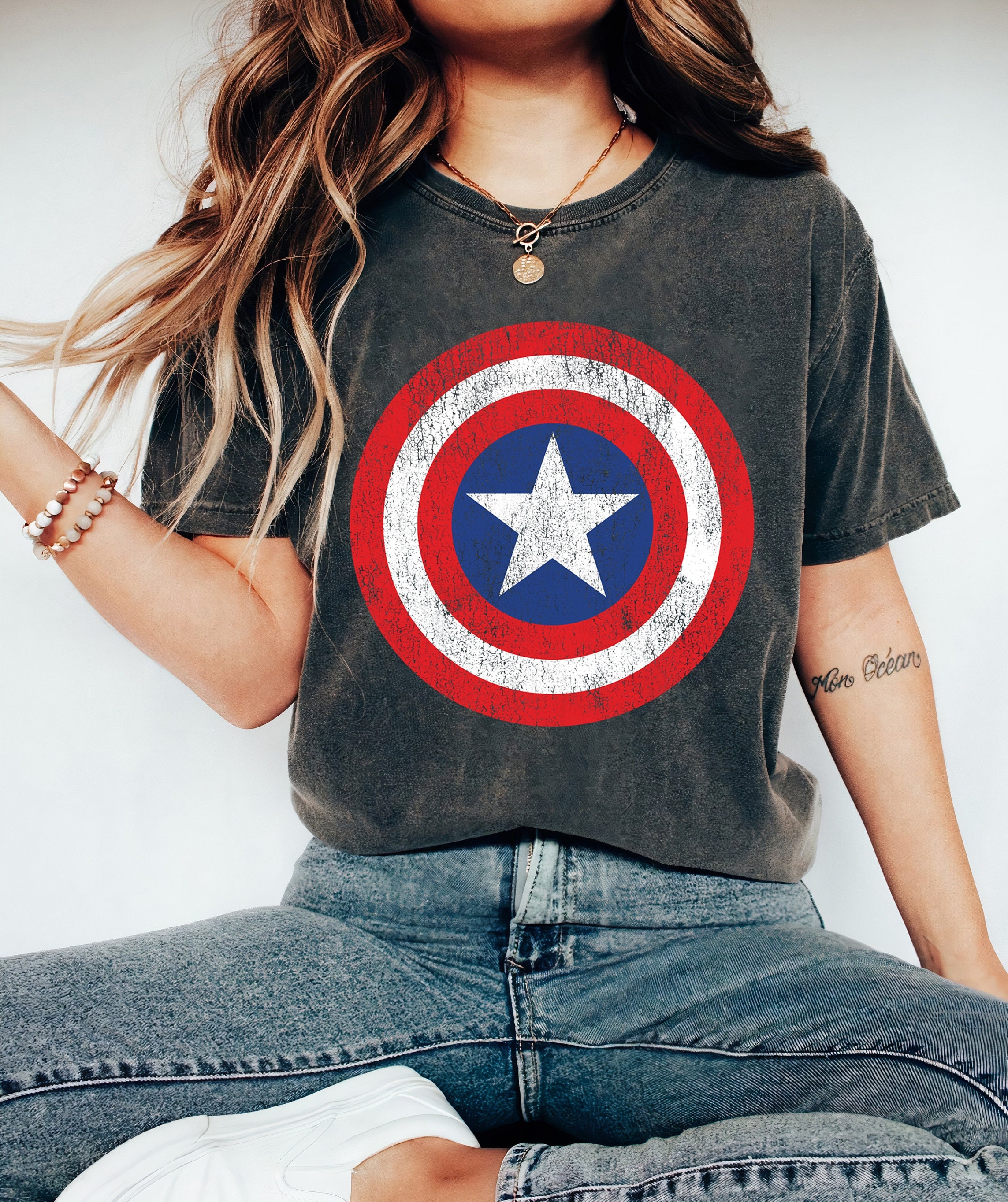 Marvel Captain America Shield Logo Shirt Retro Marvel Comic Etsy