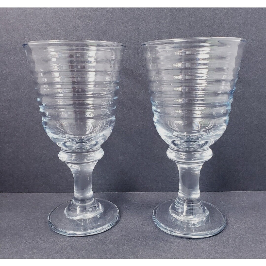 2libbey Sirrus Clear Ribbed Water Goblet Drinking Glasses Etsy