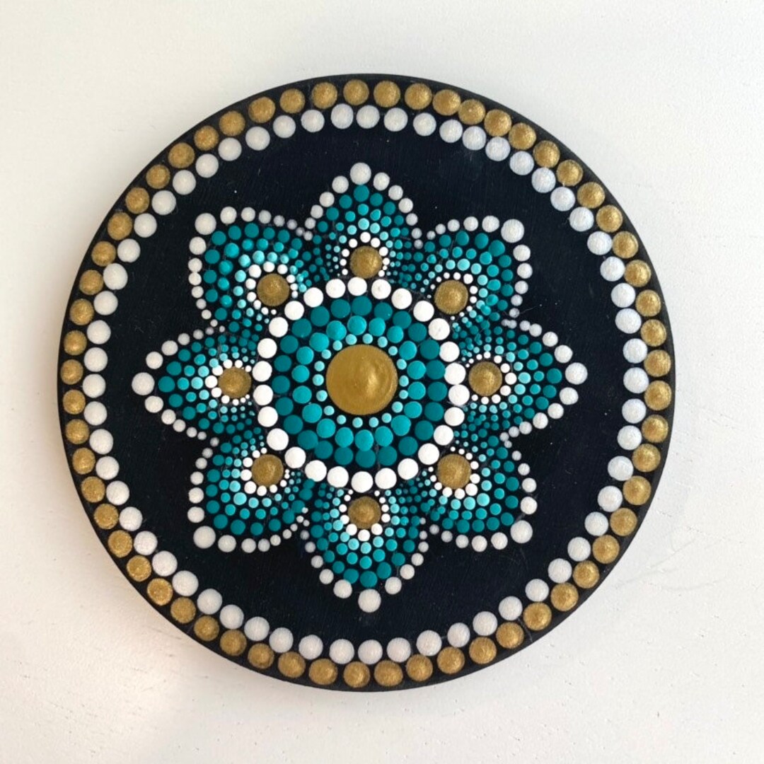 Hand Painted Ceramic Coaster Mandala Dot Art Decorative Etsy