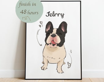 Custom Dog Hand Painted Art Portrait,Dog Art ,Cat Art, Custom From Photo Dog ,Mom Gift Dog ,Mom Art ,Dad Gift Dog Dad Gift,Mother's Day Gift