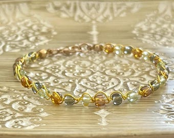 Wire Wrapped Bracelets with Glass Beads