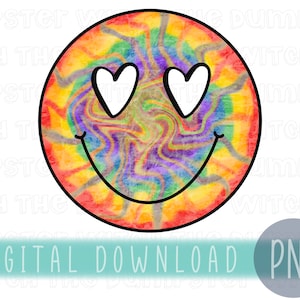 Hazy Retro Tie-Dye Smiley Face Design PNG - smiley face shirt design hippie design retro design retro Cricut cut file