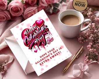 Tarjeta de Galentine imprimible, plantilla de tarjeta DIY, Día de la Amistad, descarga instantánea, regalo