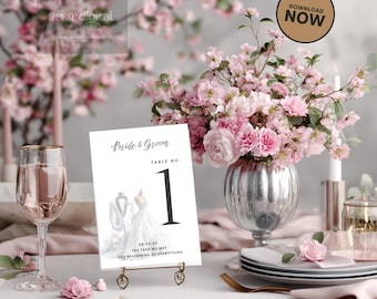 Números de mesa de la línea de tiempo de la historia de amor / Tarjetas de números de mesa de boda editables de 5x7 / Plantilla de Canva imprimible