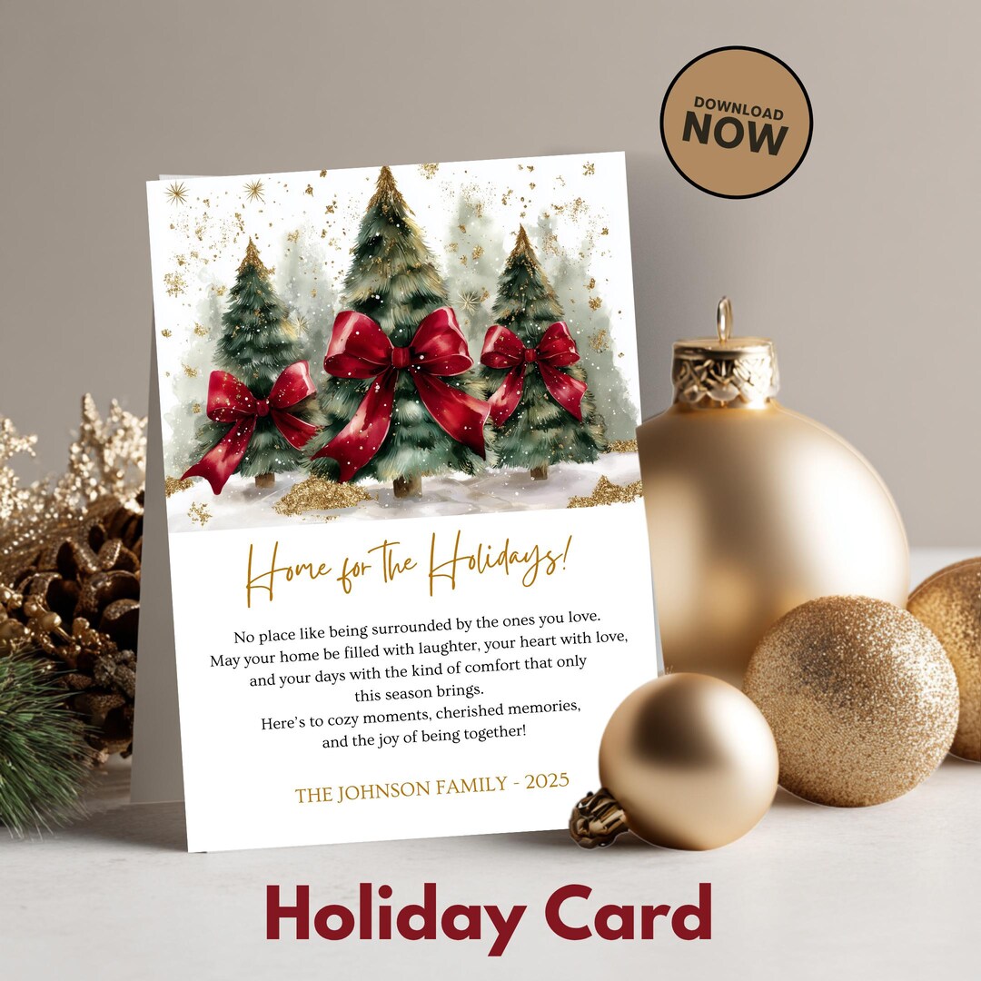 Digital Christmas Card 5x7, Canva Editable Template, Custom Holiday