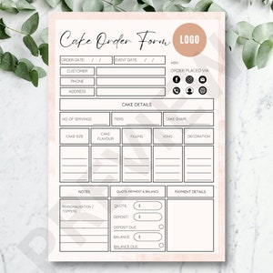 EDITIERBARE Kuchen Bestellformular | Bäckerei PDF Printable, Kuchen Geschäftsformular, Bäckerei Geschäftsvorlage, Kuchen Bestellformular Vorlage, Canva