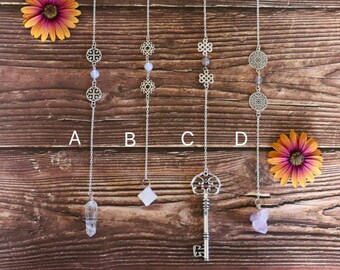 Crystal & Charm Hanging Altar Decor: Spiritual Wall Art