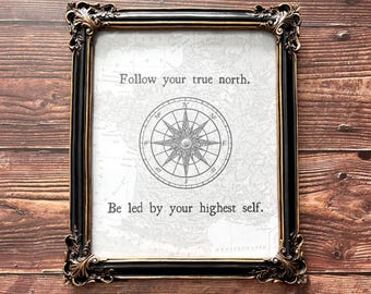Vintage Compass Digital Print, Wall Art Idea for Home, Printable, Digital Download