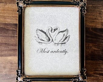 Pride and Prejudice Wall Art: Vintage Swan Print (Digital Download)