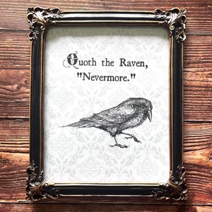 The Raven Vintage Wall Art: Edgar Allan Poe Quote (Digital Download)